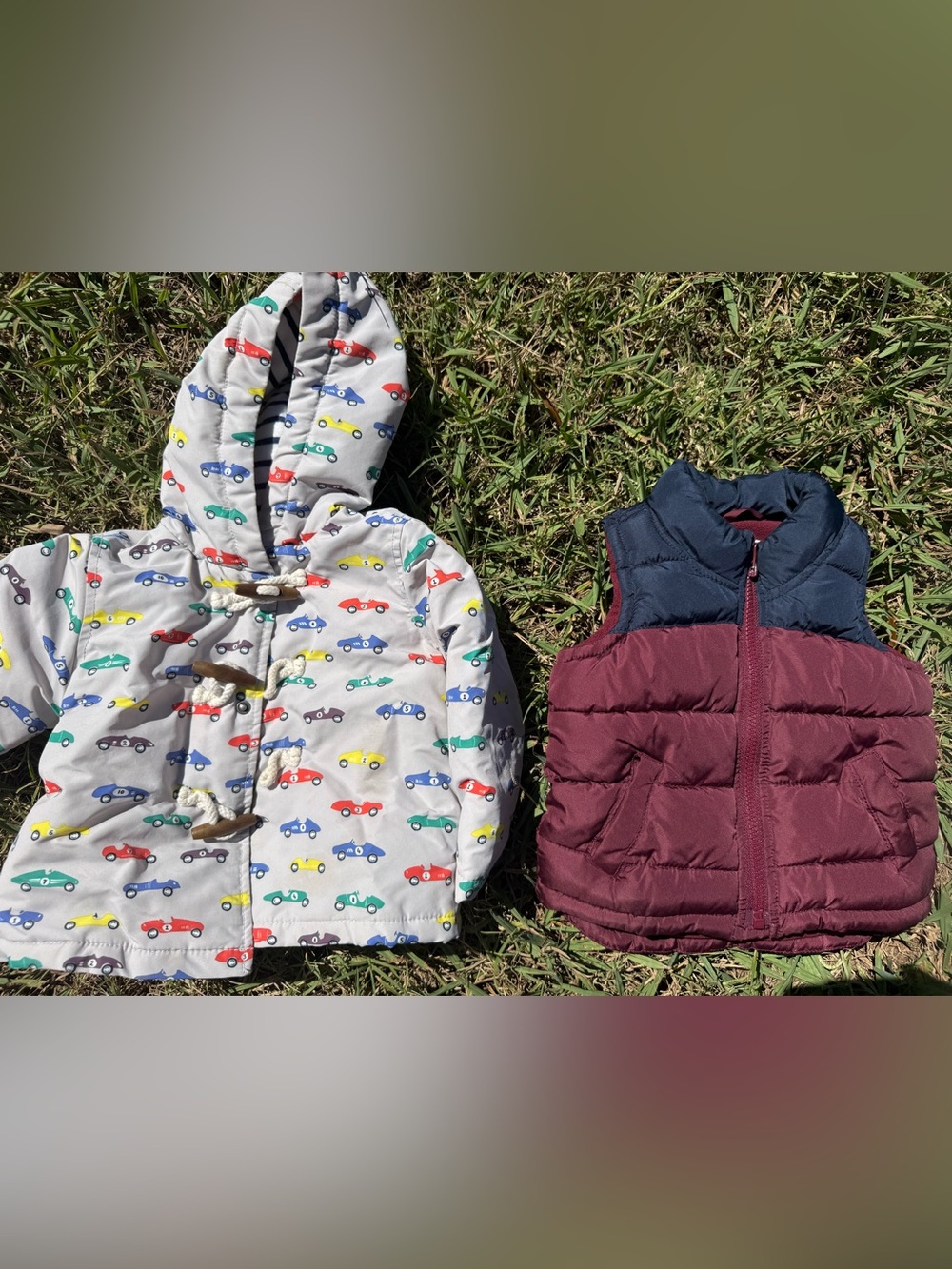 Boden & Old Navy Boys 12-18 months Outerwear, Car Print Jacket & Puffer Vest
